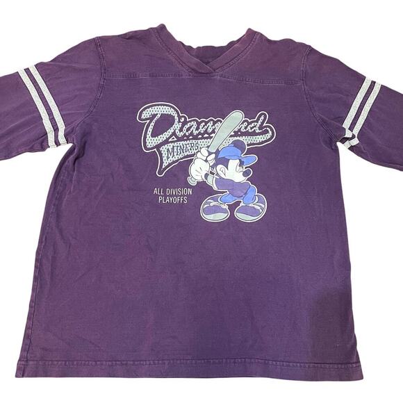 Vintage 90s Mickey Mouse Diamond Miners Cotton Jersey Size 14/16 - Picture 1 of 6